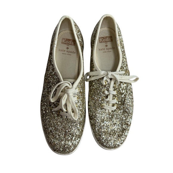 Adorable Keds x Kate Spade Gold Glitter Sneakers - Picture 1 of 6